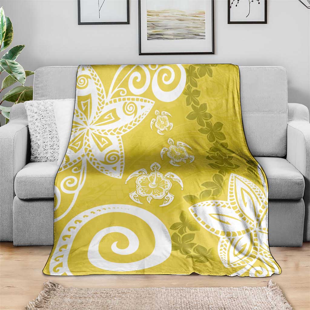 Polynesia Blanket Yellow Tribal Turtle Floral Pattern LT05 - Polynesian Pride