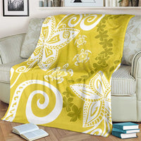 Polynesia Blanket Yellow Tribal Turtle Floral Pattern LT05 - Polynesian Pride