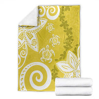 Polynesia Blanket Yellow Tribal Turtle Floral Pattern LT05 - Polynesian Pride