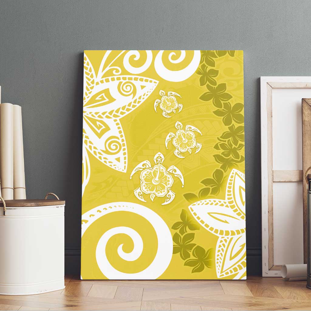Polynesia Canvas Wall Art Yellow Tribal Turtle Floral Pattern LT05 - Polynesian Pride