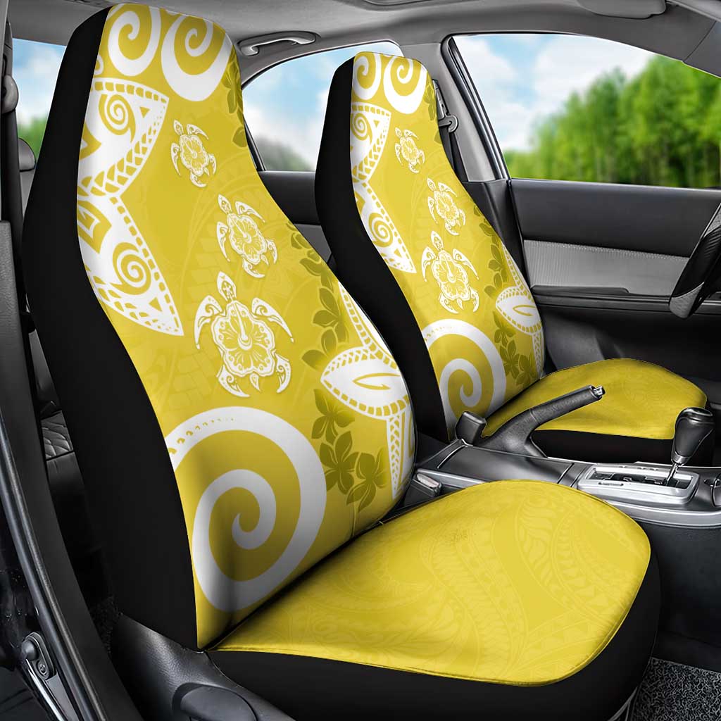 Polynesia Car Seat Cover Yellow Tribal Turtle Floral Pattern LT05 - Polynesian Pride