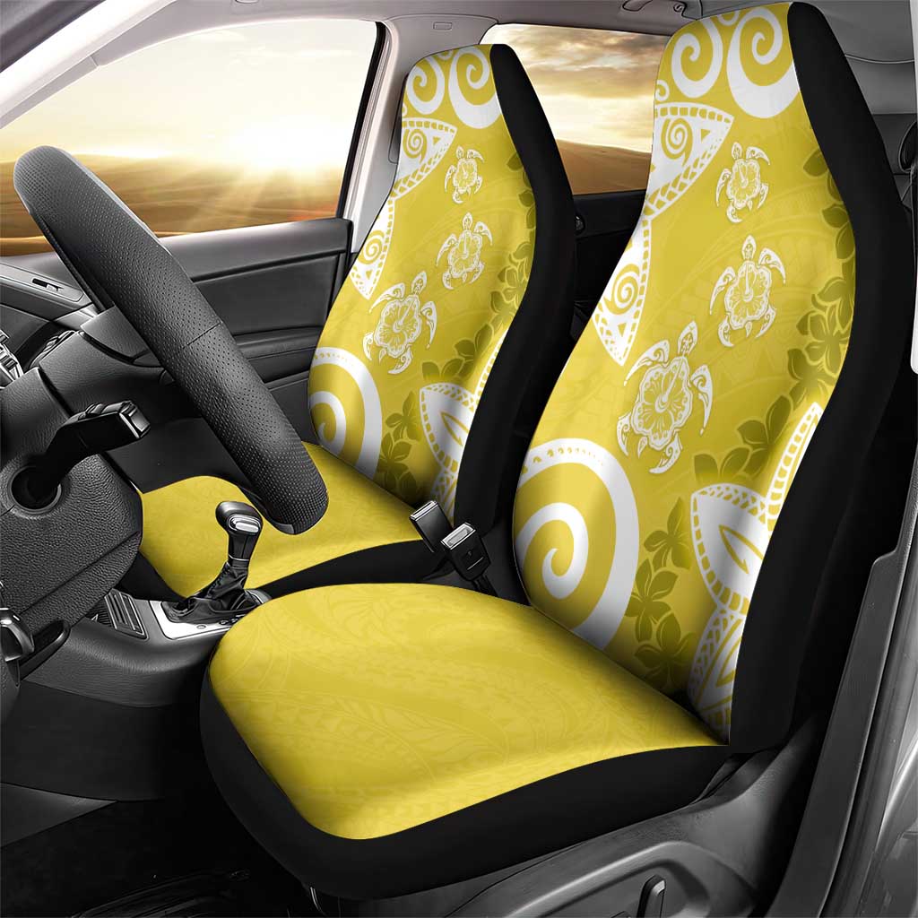 Polynesia Car Seat Cover Yellow Tribal Turtle Floral Pattern LT05 - Polynesian Pride