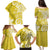 Polynesia Family Matching Puletasi and Hawaiian Shirt Yellow Tribal Turtle Floral Pattern