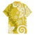 Polynesia Family Matching Puletasi and Hawaiian Shirt Yellow Tribal Turtle Floral Pattern