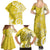 Polynesia Family Matching Summer Maxi Dress and Hawaiian Shirt Yellow Tribal Turtle Floral Pattern