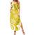 Polynesia Family Matching Summer Maxi Dress and Hawaiian Shirt Yellow Tribal Turtle Floral Pattern