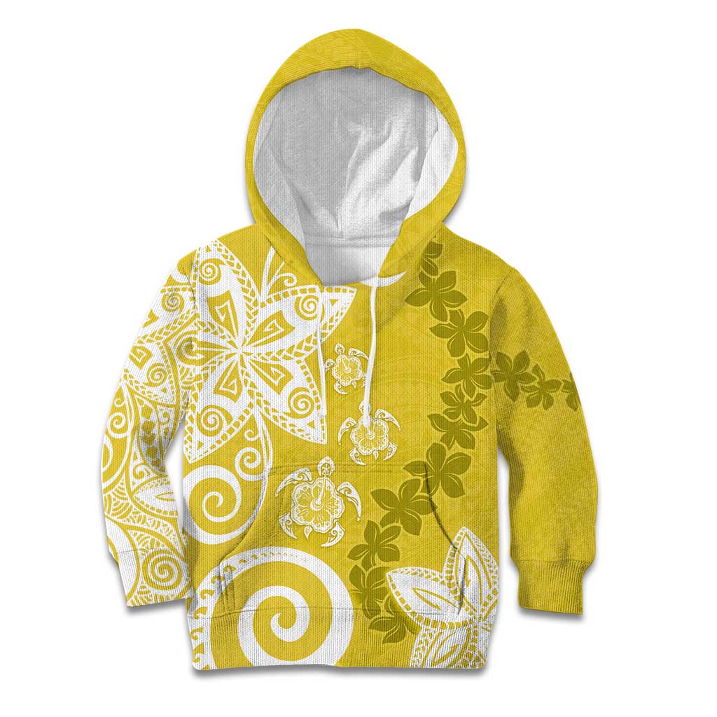 Polynesia Kid Hoodie Yellow Tribal Turtle Floral Pattern LT05 Hoodie Yellow - Polynesian Pride