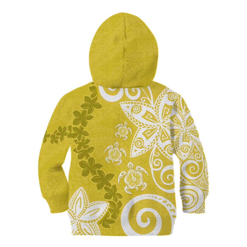 Polynesia Kid Hoodie Yellow Tribal Turtle Floral Pattern LT05 - Polynesian Pride