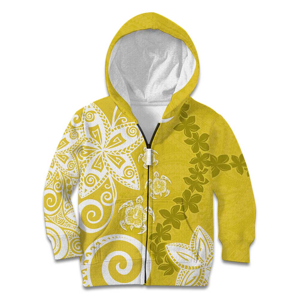 Polynesia Kid Hoodie Yellow Tribal Turtle Floral Pattern LT05 Zip Hoodie Yellow - Polynesian Pride