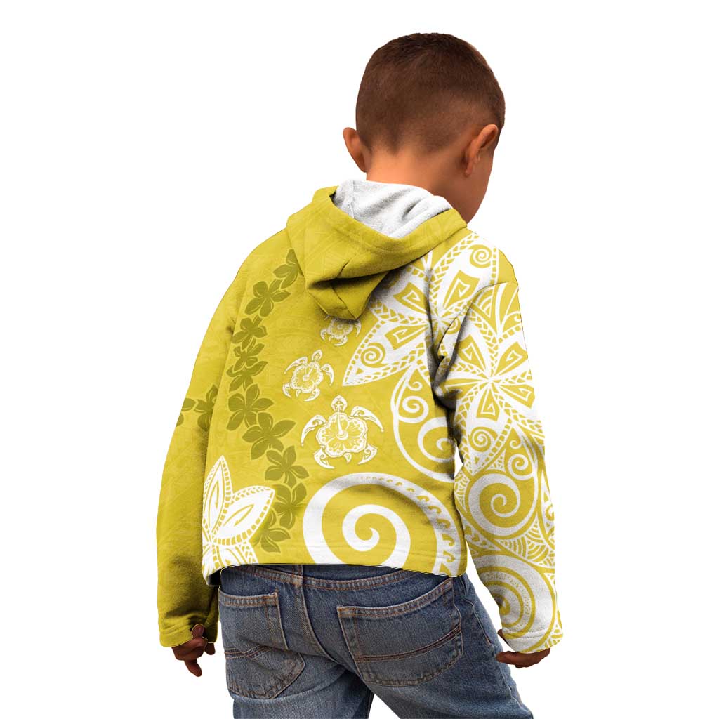 Polynesia Kid Hoodie Yellow Tribal Turtle Floral Pattern LT05 - Polynesian Pride