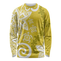 Polynesia Long Sleeve Shirt Yellow Tribal Turtle Floral Pattern LT05 Unisex Yellow - Polynesian Pride