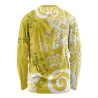 Polynesia Long Sleeve Shirt Yellow Tribal Turtle Floral Pattern LT05 - Polynesian Pride