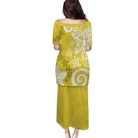 Polynesia Puletasi Yellow Tribal Turtle Floral Pattern LT05 - Polynesian Pride
