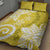 Polynesia Quilt Bed Set Yellow Tribal Turtle Floral Pattern