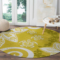 Polynesia Round Carpet Yellow Tribal Turtle Floral Pattern LT05 - Polynesian Pride