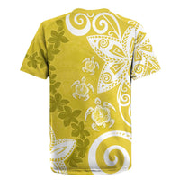Polynesia Rugby Jersey Yellow Tribal Turtle Floral Pattern LT05 - Polynesian Pride
