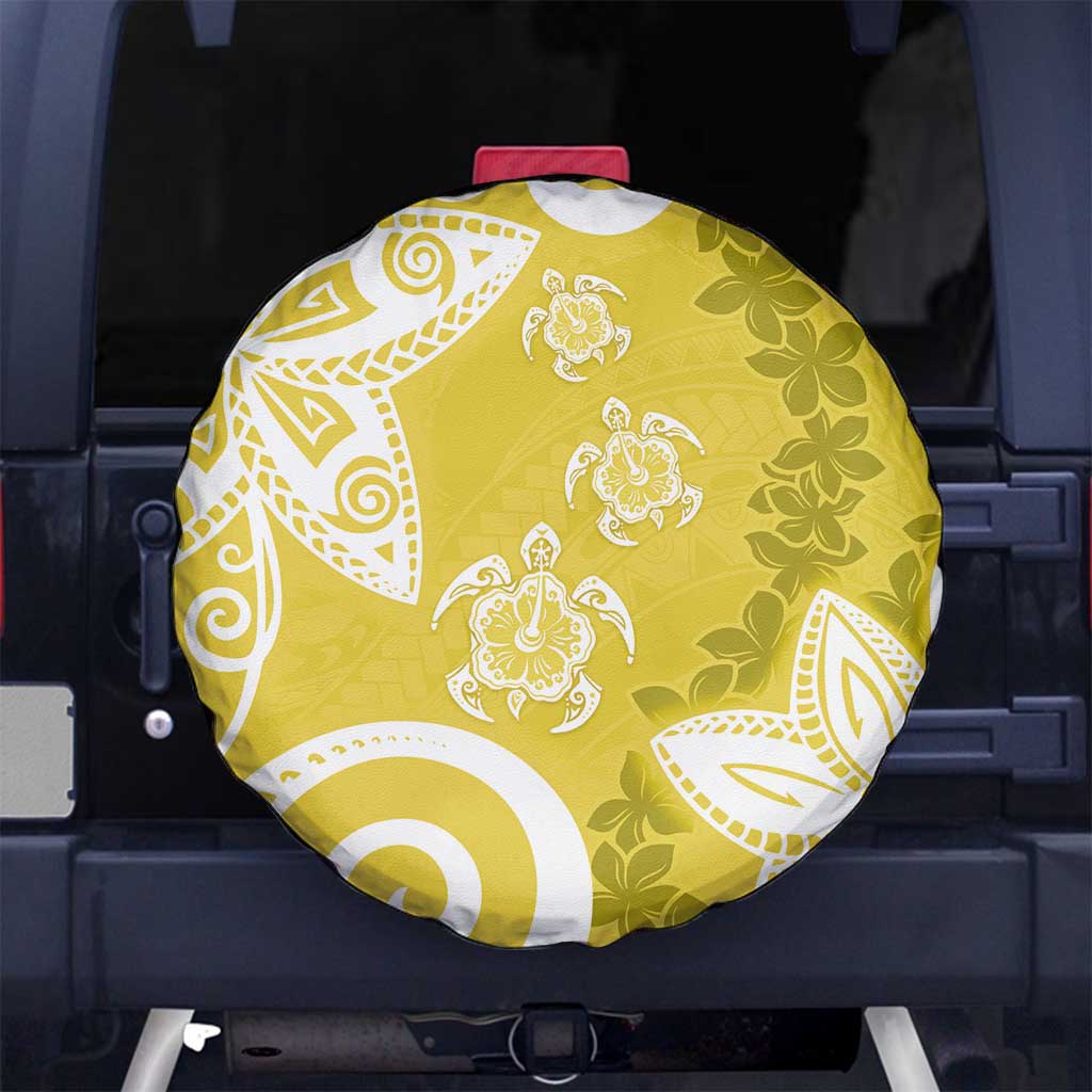 Polynesia Spare Tire Cover Yellow Tribal Turtle Floral Pattern LT05 - Polynesian Pride