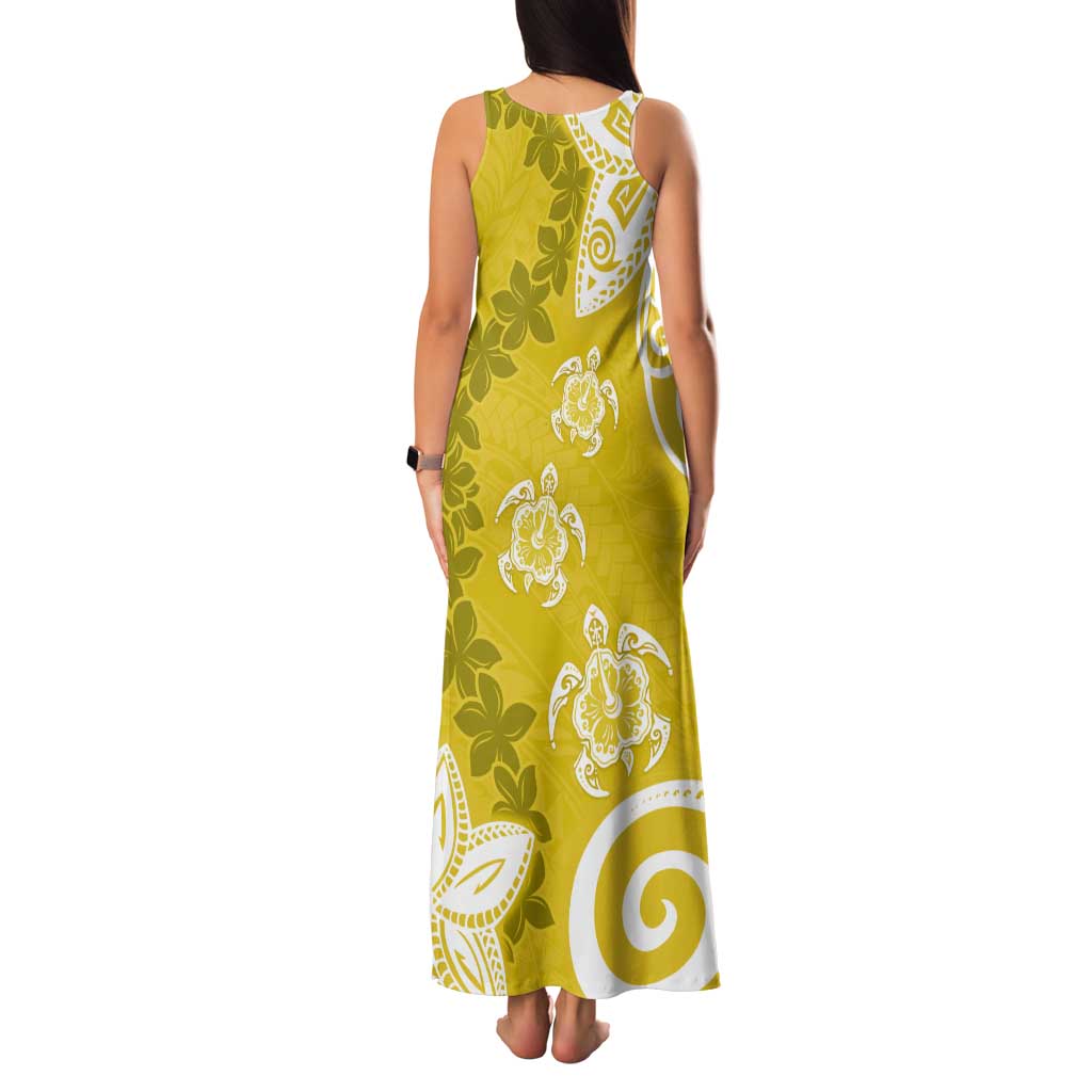 Polynesia Tank Maxi Dress Yellow Tribal Turtle Floral Pattern LT05 - Polynesian Pride