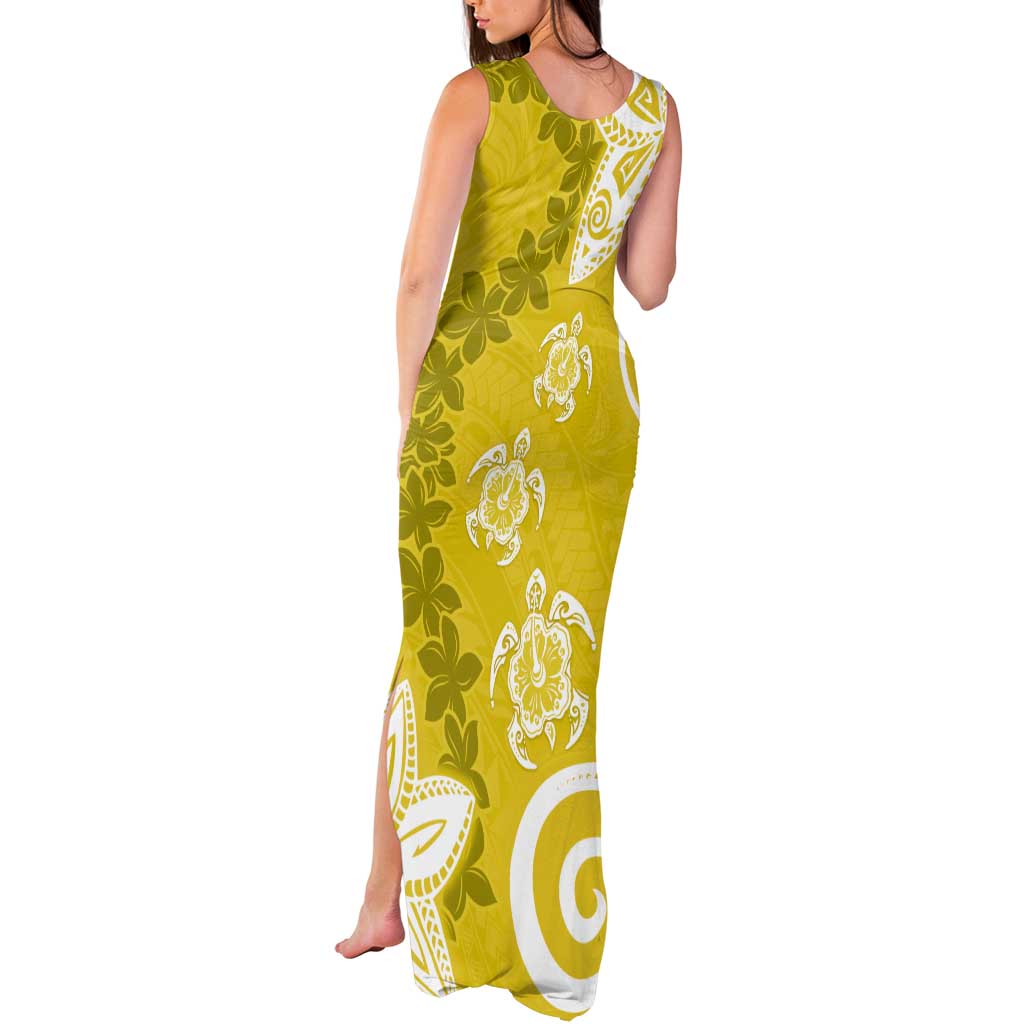 Polynesia Tank Maxi Dress Yellow Tribal Turtle Floral Pattern LT05 - Polynesian Pride