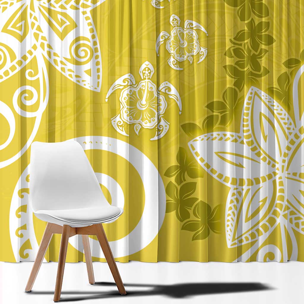 Polynesia Window Curtain Yellow Tribal Turtle Floral Pattern LT05 - Polynesian Pride