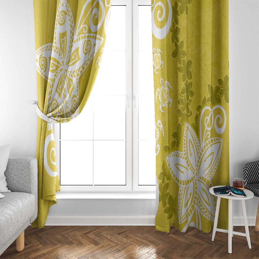 Polynesia Window Curtain Yellow Tribal Turtle Floral Pattern LT05 - Polynesian Pride
