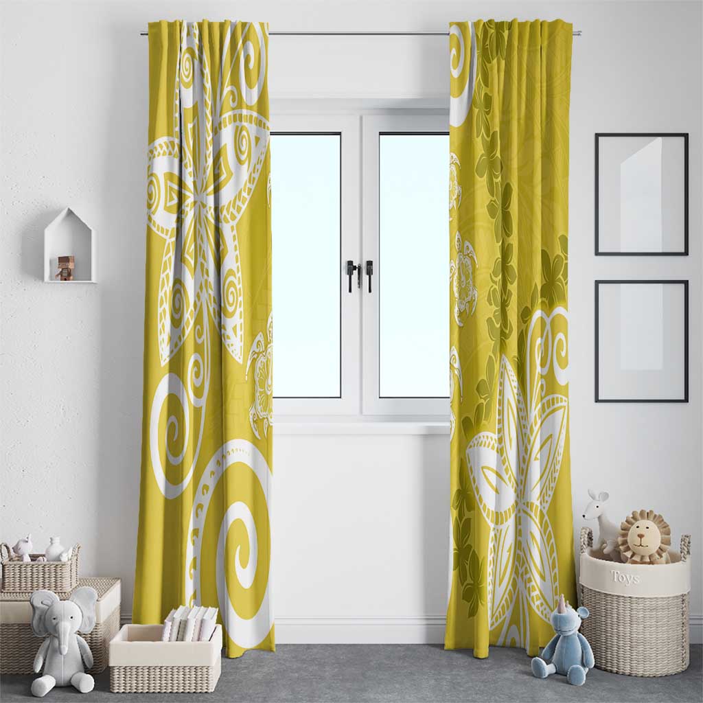 Polynesia Window Curtain Yellow Tribal Turtle Floral Pattern LT05 - Polynesian Pride