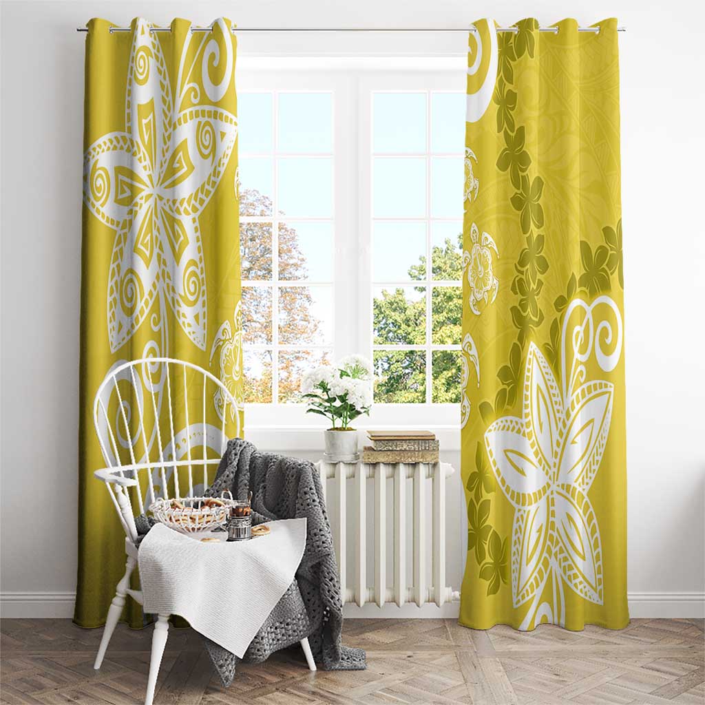 Polynesia Window Curtain Yellow Tribal Turtle Floral Pattern LT05 - Polynesian Pride