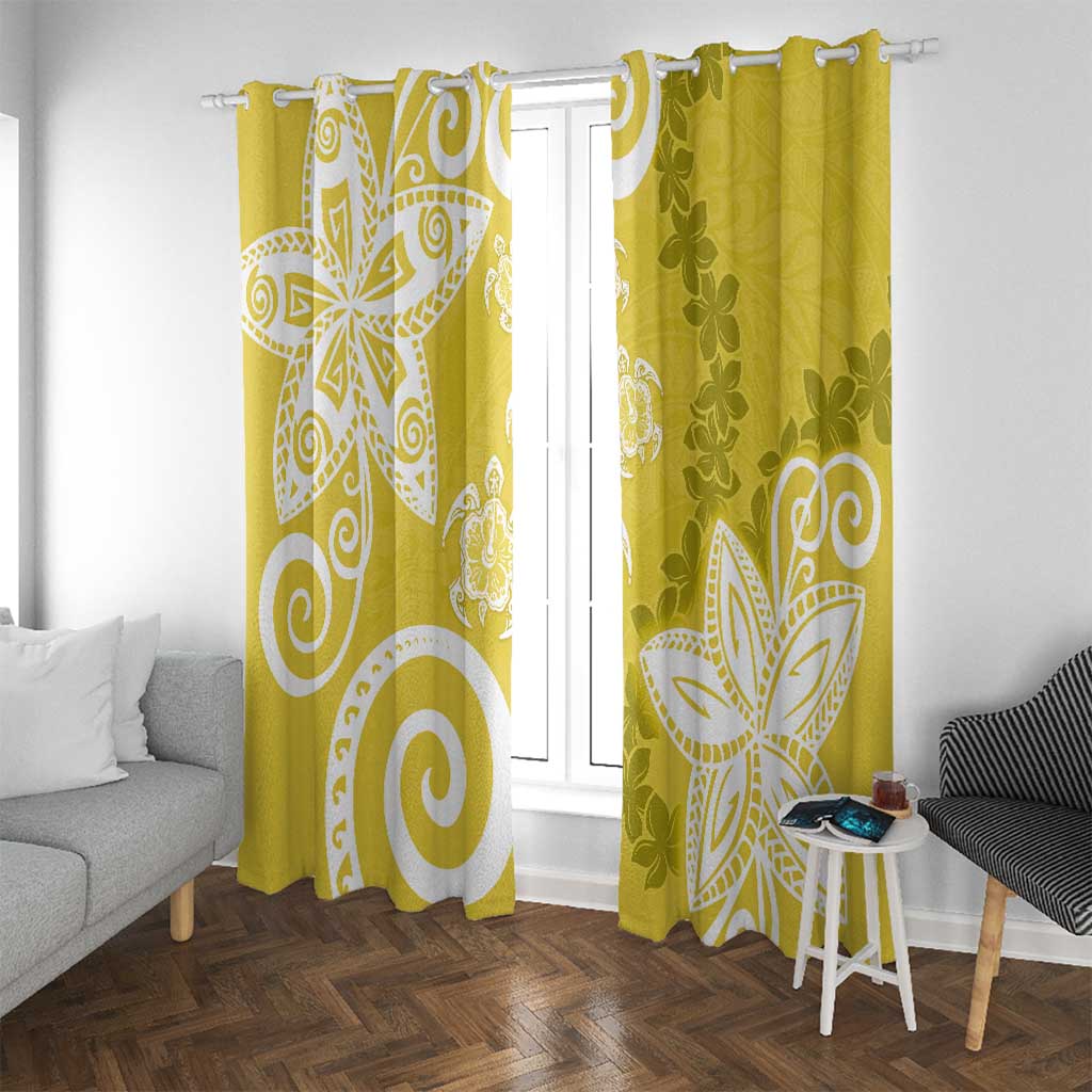 Polynesia Window Curtain Yellow Tribal Turtle Floral Pattern LT05 With Grommets Yellow - Polynesian Pride