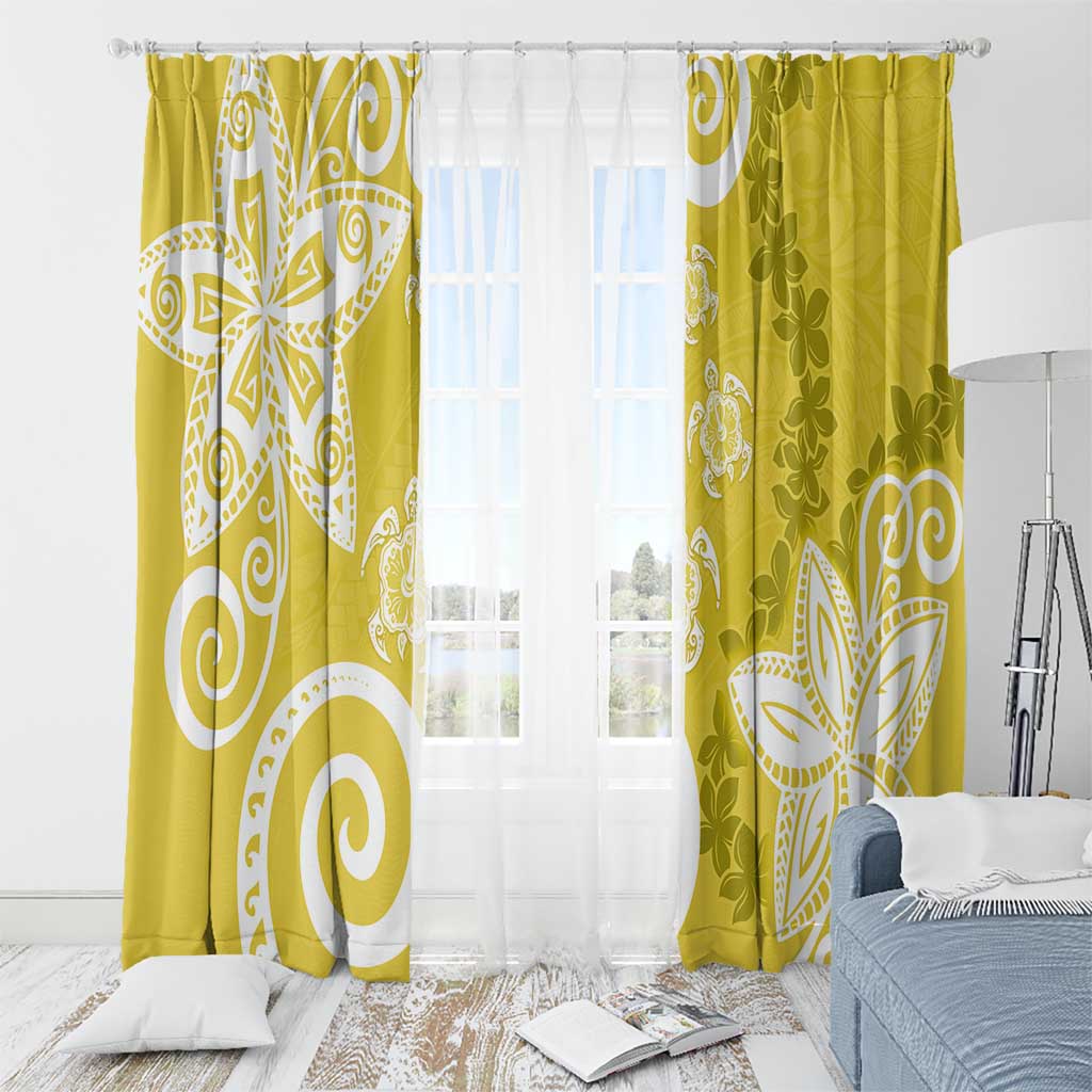 Polynesia Window Curtain Yellow Tribal Turtle Floral Pattern LT05 - Polynesian Pride