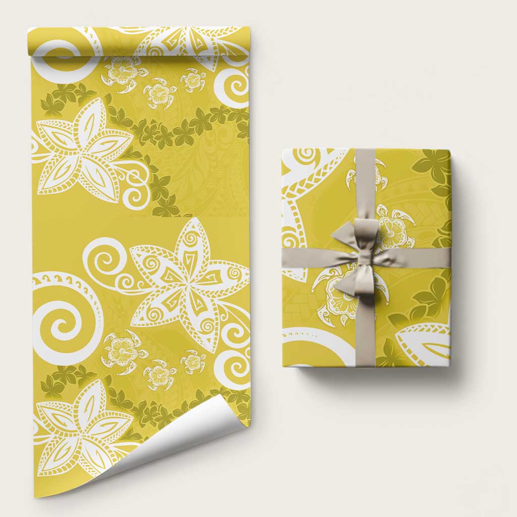 Polynesia Wrapping Paper Yellow Tribal Turtle Floral Pattern LT05 58" × 23" Yellow - Polynesian Pride