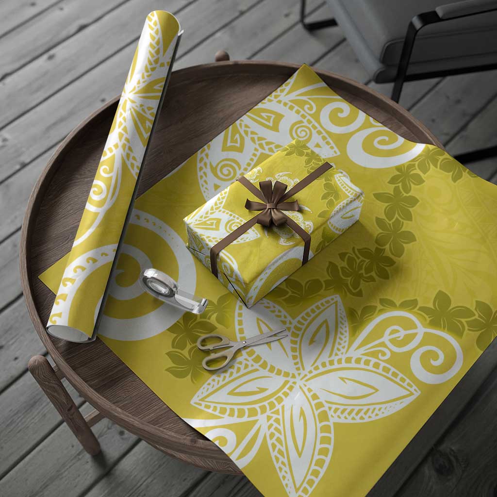 Polynesia Wrapping Paper Yellow Tribal Turtle Floral Pattern LT05 - Polynesian Pride