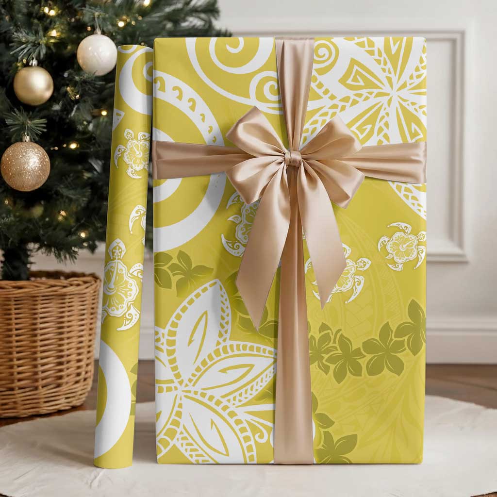 Polynesia Wrapping Paper Yellow Tribal Turtle Floral Pattern LT05 - Polynesian Pride