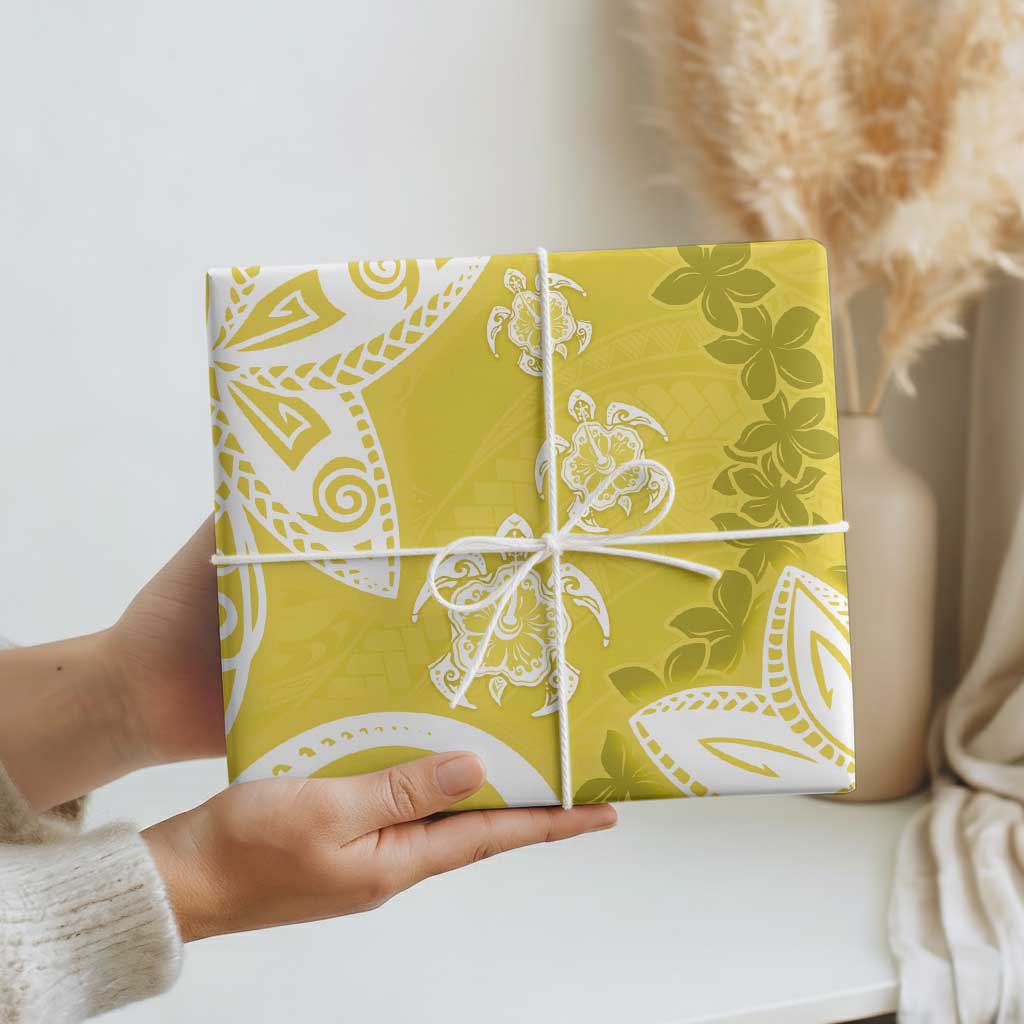 Polynesia Wrapping Paper Yellow Tribal Turtle Floral Pattern LT05 - Polynesian Pride