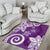 Polynesia Area Rug Purple Tribal Turtle Floral Pattern