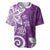 Polynesia Baseball Jersey Purple Tribal Turtle Floral Pattern