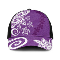 Polynesia Baseball Net Cap Purple Tribal Turtle Floral Pattern LT05 One Size Black Purple - Polynesian Pride