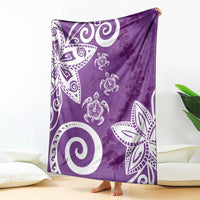 Polynesia Blanket Purple Tribal Turtle Floral Pattern LT05 - Polynesian Pride