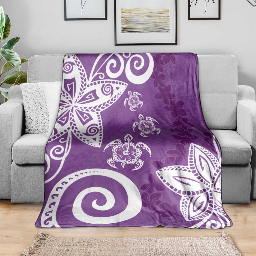 Polynesia Blanket Purple Tribal Turtle Floral Pattern LT05 - Polynesian Pride