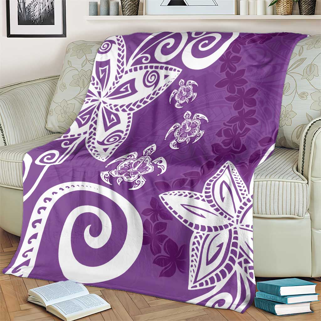 Polynesia Blanket Purple Tribal Turtle Floral Pattern LT05 - Polynesian Pride