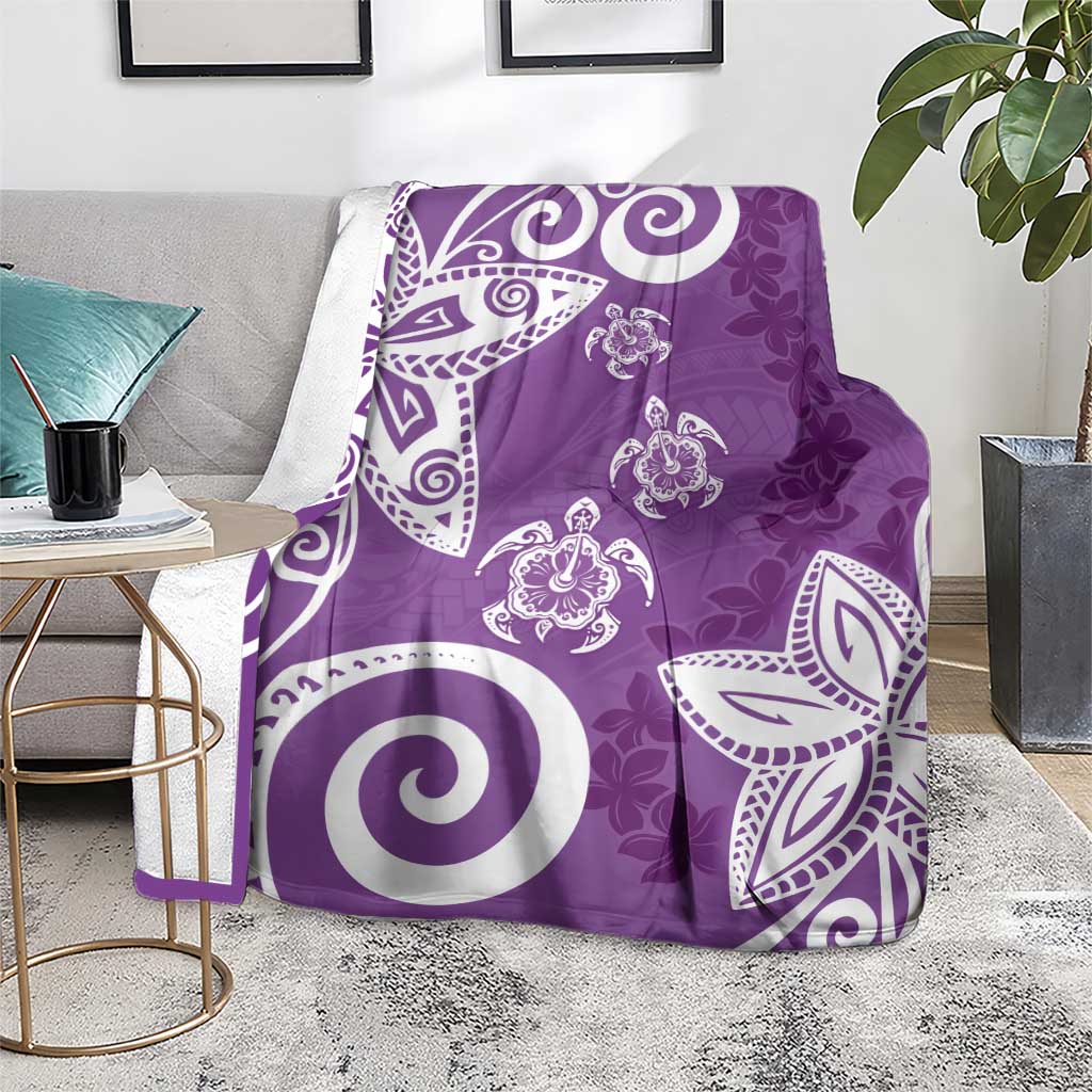 Polynesia Blanket Purple Tribal Turtle Floral Pattern LT05 - Polynesian Pride