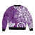 Polynesia Bomber Jacket Purple Tribal Turtle Floral Pattern