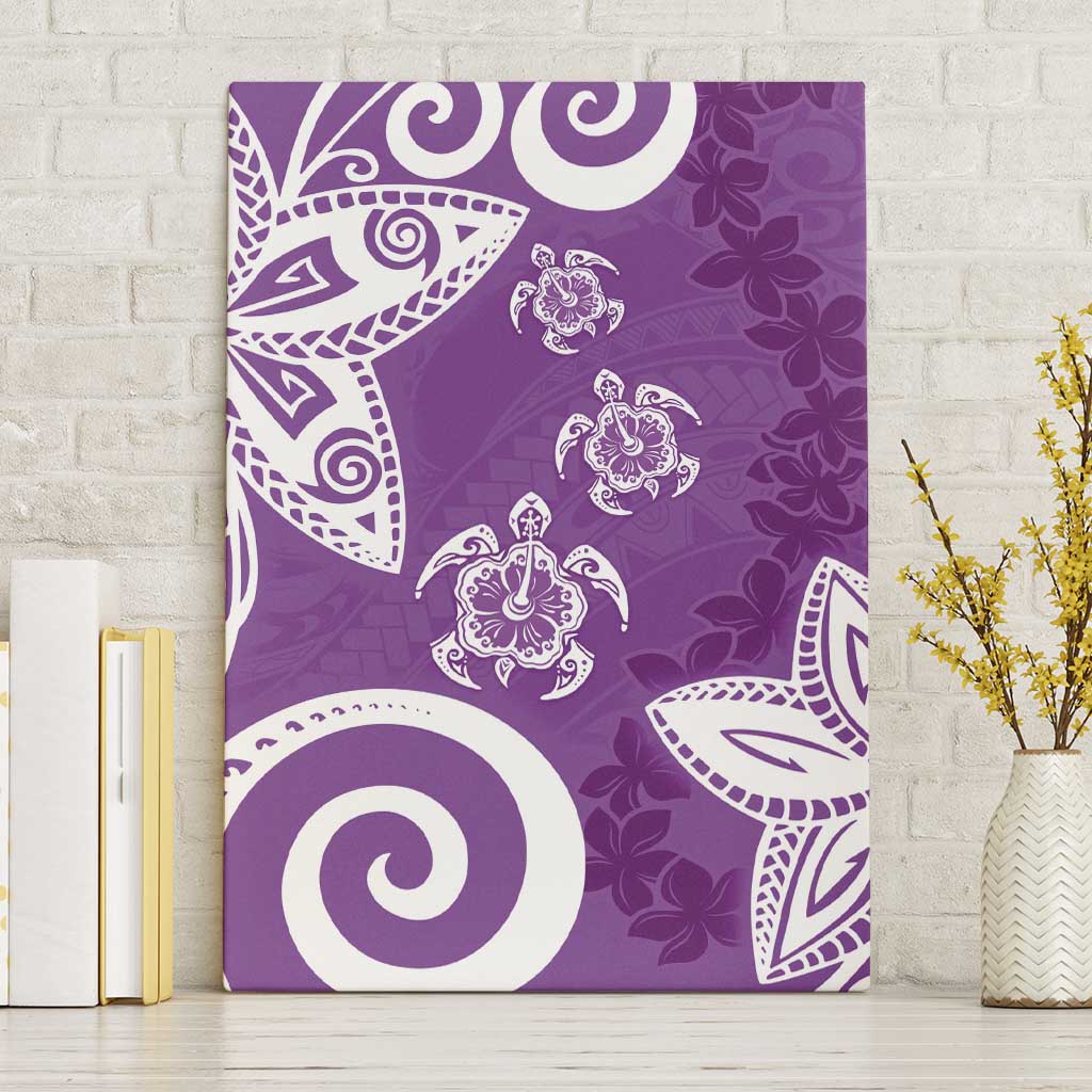 Polynesia Canvas Wall Art Purple Tribal Turtle Floral Pattern