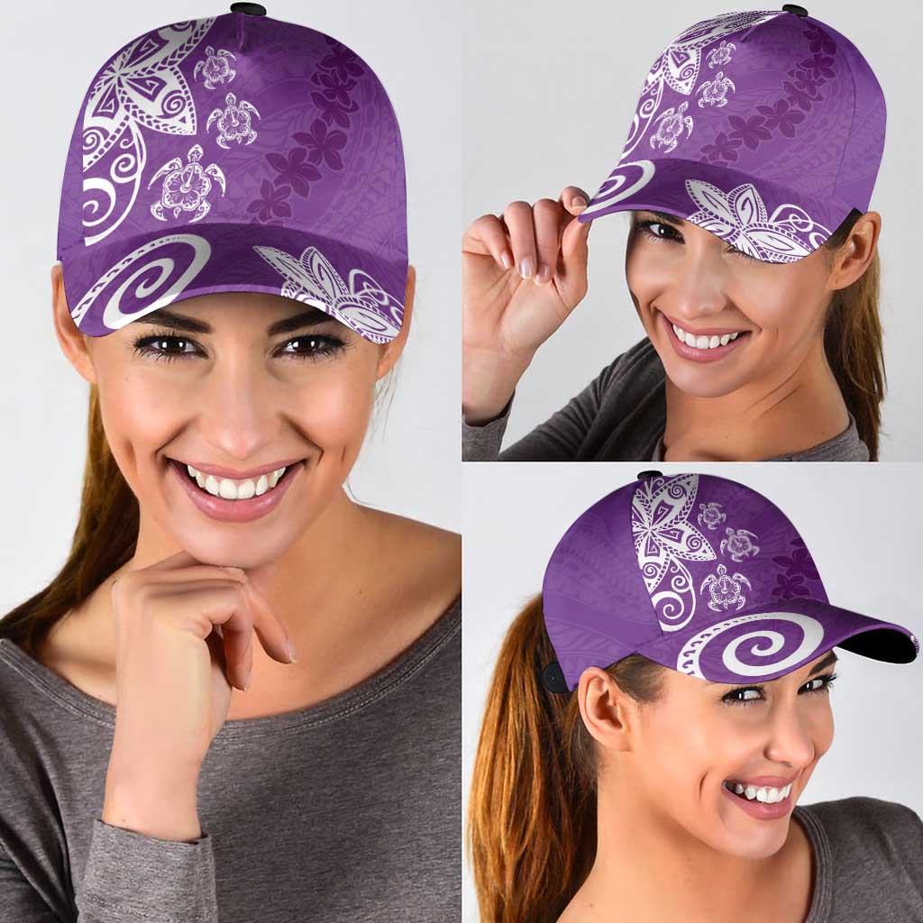 Polynesia Classic Cap Purple Tribal Turtle Floral Pattern LT05 - Polynesian Pride