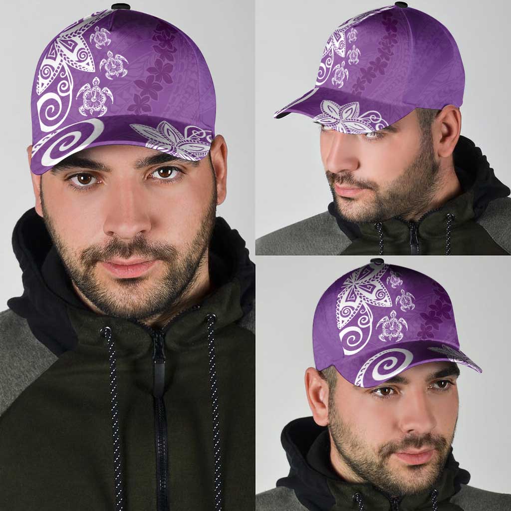 Polynesia Classic Cap Purple Tribal Turtle Floral Pattern LT05 - Polynesian Pride