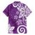 Polynesia Family Matching Off The Shoulder Long Sleeve Dress and Hawaiian Shirt Purple Tribal Turtle Floral Pattern