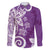 Polynesia Family Matching Off The Shoulder Long Sleeve Dress and Hawaiian Shirt Purple Tribal Turtle Floral Pattern