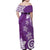 Polynesia Family Matching Off Shoulder Maxi Dress and Hawaiian Shirt Purple Tribal Turtle Floral Pattern