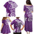 Polynesia Family Matching Puletasi and Hawaiian Shirt Purple Tribal Turtle Floral Pattern