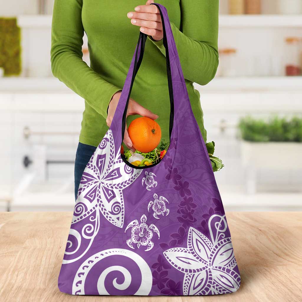 Polynesia Grocery Bag Purple Tribal Turtle Floral Pattern LT05 - Polynesian Pride