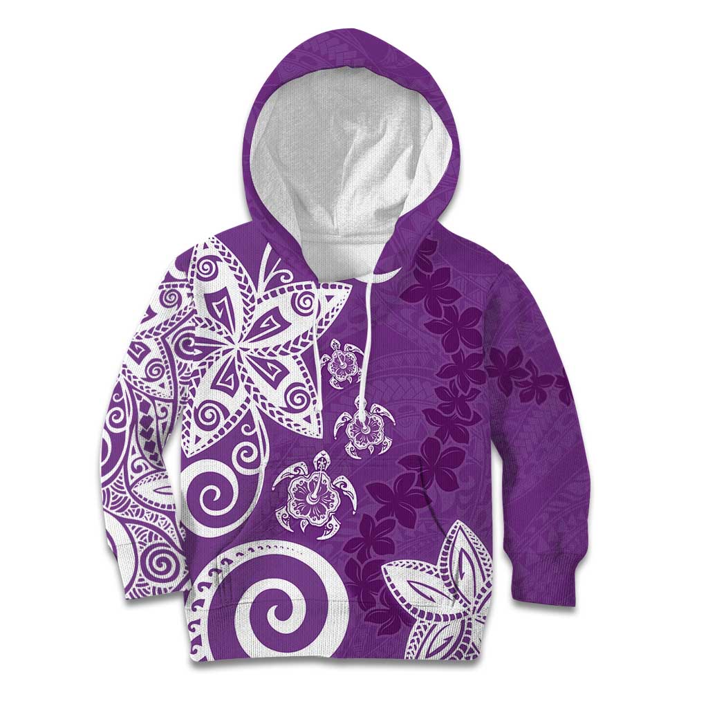 Polynesia Kid Hoodie Purple Tribal Turtle Floral Pattern LT05 Hoodie Purple - Polynesian Pride